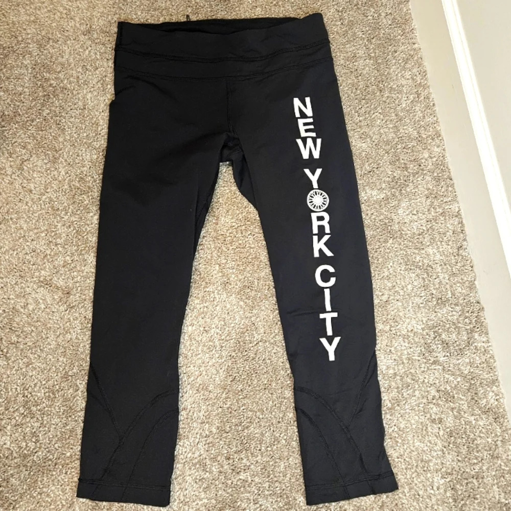 lululemon athletica Black Leggings with White "New York City" Side Print